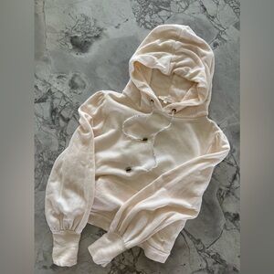 LoveShackFancy Peachy Pink Distressed Hoodie with Drawstring